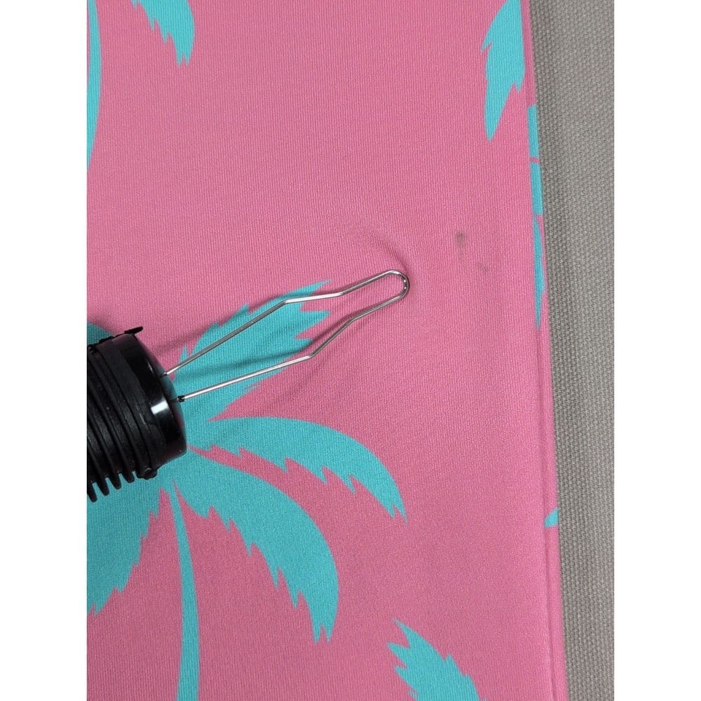 Waggle Golf Polo Shirt Mens Large Pink Blue Palm Trees AOP Performance Stretch - Picture 9 of 9